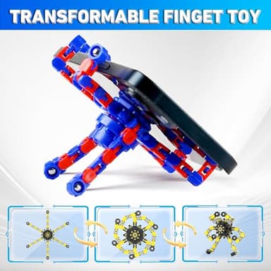 Transformable Fidget Spinners,9PCS Funny Sensory Fidget Toys Adults Deformable Chain DIY Robot Spinner,Fingertip Stress Relief Gyro Toy for Kids, Kids Classroom Prizes - Image 3