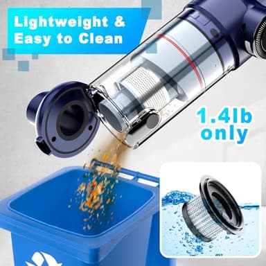 MONOZEL Handheld Vacuum Cordless - Car Vacuum Cleaner with Brushless Motor, 15000Pa Powerful Suction with LED Light, Type C Cable, 2 Fliters, Portable Hand Vacuum for Home, Car, and Office - Image 6