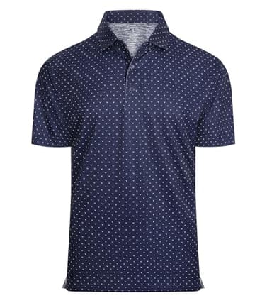 Alex Vando Mens Golf Shirt Moisture Wicking Classic Print Golf Shirts for Men,Navy Sail,L - Image 1