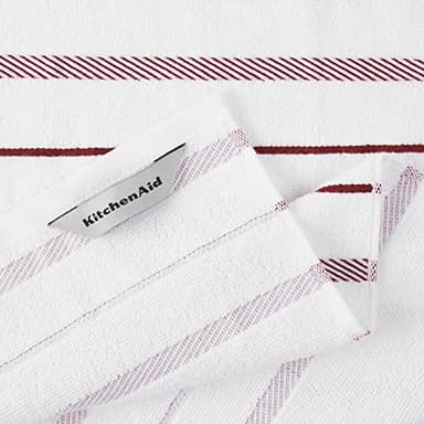 KitchenAid Albany Kitchen Towel 4-Pack Set, Smoked Paprika Red/White, 16"x26" - Image 4