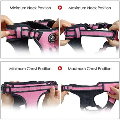 NESTROAD No Pull Dog Harness,Adjustable Oxford Medium Dog Harness with Leash,Reflective No-Choke Pet Vest Harness with Easy Control Soft Handle for Small Medium Large Dogs(M,Pink) - Image 5