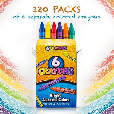 Bedwina Bulk Crayons - Case of 120, 6-Packs Total 720 Crayons Bulk School Supplies for Kids, Toddlers, Teachers, Restaurants & Classrooms, Nontoxic Travel, Party Favors, Goody Bags, Stocking Stuffers - Image 2