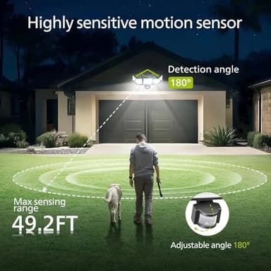 Philips Solar Security Light Outdoor 302 LED 1200lm, Solar-Powered Waterproof Wall-Mounted Floodlight w/PIR Motion Sensor, 3 Heads, IP65 Waterproof, 3 Modes - Image 4