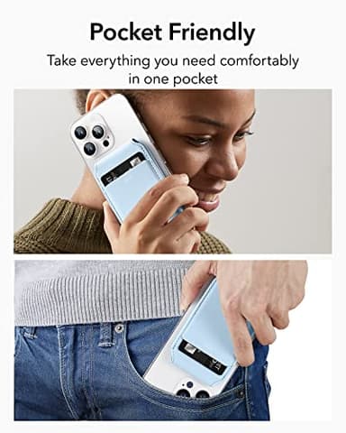 ESR Magnetic Wallet, Compatible with MagSafe Wallet with Adjustable Stand, for iPhone 17/16/15/14/13/12 Series, Not for iPhone 13/12 mini, 3 Card Holder, Vegan Leather, Blue - Image 6