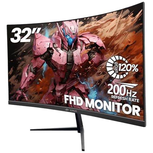 CRUA 32Inch Curved Gaming Monitor, FHD(1920 * 1080P) VA Screen 165Hz/200Hz, 1800R VA Screen, 120% sRGB, Computer Monitor That Support AMD Freesync, HDMI, DP, Wall Mountable Installs-Black - Image 1