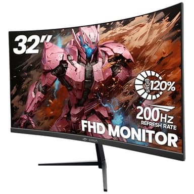 CRUA 32Inch Curved Gaming Monitor, FHD(1920 * 1080P) VA Screen 165Hz/200Hz, 1800R VA Screen, 120% sRGB, Computer Monitor That Support AMD Freesync, HDMI, DP, Wall Mountable Installs-Black - Image 1