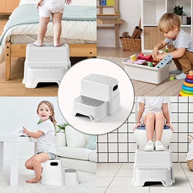 Two Step Stool for Kids – Non-Slip Toddler Step Stool for Bathroom Sink & Potty Training, Dual Height 9.5”, Safe & Sturdy for Kitchen, Bedroom & Classroom (Includes Two Ducks) - Image 8