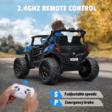 ARBELI 24V 2 Seater Ride on Car Truck 4x200W, EVA Tires, 4WD/2WD, Rainbow Lights, Remote Control, Shock Absorbers, Bluetooth, Ride on Toy for Kids Ages 3-8, Blue - Image 6