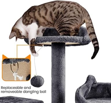 Yaheetech 72-inch Cat Tree, Multi-Level Cat Tower with 2 Condos & 6 Scratching Posts, 3 Perches & Detachable Toy Ball, Pet Furniture Play House for Kittens/Cats, Dark Gray - Image 6