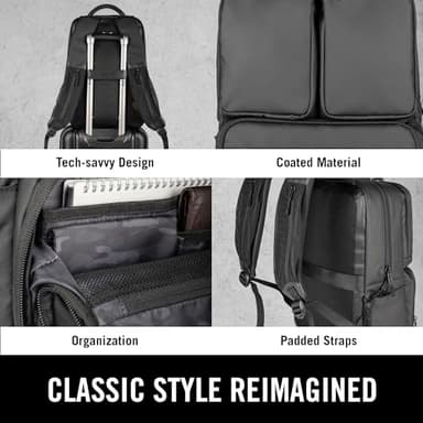 Kenneth Cole REACTION The Ryder 17-Inch Coated Polyester Travel Laptop Backpack Bag, Black - Image 4