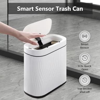 SYNCVIBE Bathroom Trash Cans with Lid 2 Gallon Automatic Trash Can, Small Motion Sensor Garbage Can, Slim Smart Trash Bin, Waterproof Plastic Garbage Bin for Bathroom, Bedroom, Living Room, Kitchen - Image 6