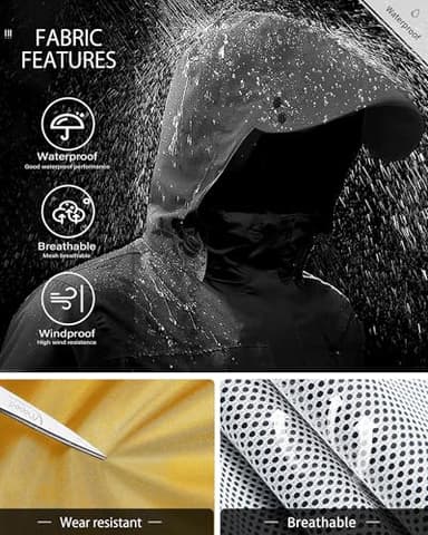 iCreek Rain Suit Waterproof Jacket with Pants 2 Pieces Breathable Lightweight Packable Raincoat with Hooded Rain Gear Unisex(M, Yellow) - Image 3