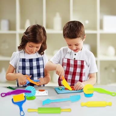 LCY WEDSHI Playdough Tool Set, 9 Pcs Play Dough Tools Sets for Kids Ages 4-8, Playdough Accessories Includes Cutters Roller, Rolling Pins, Safety Scissors, Plastic Knife - Image 7