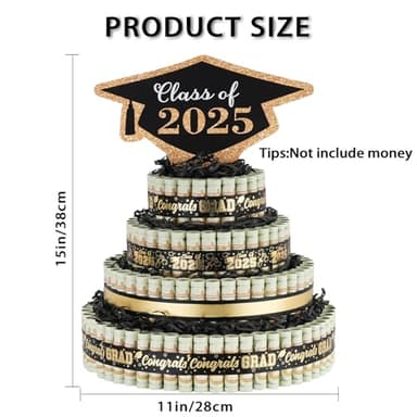 2025 Graduation Gifts for Her/Him- 4 Tier Graduation Cake Filled with Cash Money, Graduation Decorations Class of 2025 Graduation Centerpieces 2025, Money Gift Ideas for Boys Girls High School College - Image 2