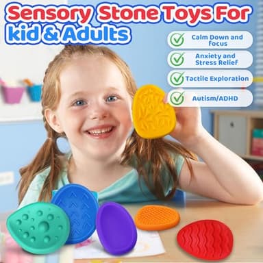 Fidget Classroom Must Have Sensory Toys for Kid Adult 6PC Worry Stone for Autism ADHD School Counselor Special Education Needs Calm Down Quiet Fidget Stress Item Anxiety Relief Classroom Prizes Gift - Image 3
