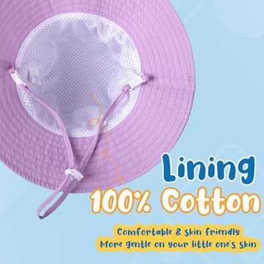 Baby Sun Hat Kids Summer UPF 50+ Toddler Bucket Hat Wide Brim Adjustable Beach Hats for Boys Girls Age 0-6 Years - Image 4