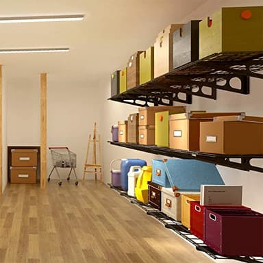 FLEXIMOUNTS 4-Pack 2x6ft 24-inch-by-72-inch Wall Shelf Garage Storage Rack Floating Shelves, Black - Image 2