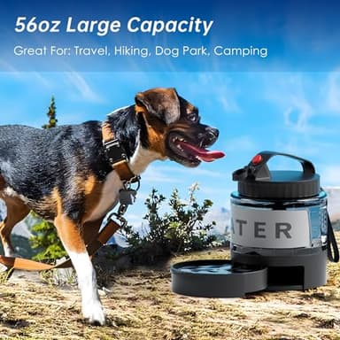 Portable Dog Water Bottle, 54oz Large Travel Water Bowl Dispenser for Dogs Camping Beach Walking Essentials, Big Portable Travel Water Bowl and Beach Accessories for Dogs,, Bpa Free, Safe and Durable - Image 2