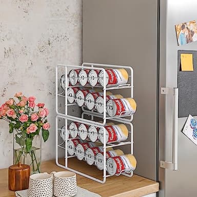 MOOACE 4 Pack Can Dispenser Rack, Stackable Can Storage Organizer Holder for Canned food Kitchen Cabinet Pantry Countertop, White - Image 2
