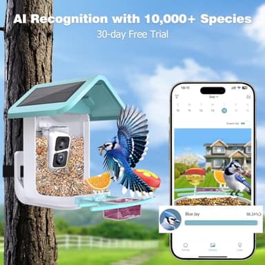 Viubird Bird Feeder with Camera: Solar Powered Smart Bird Camera Feeder 2K Live Feed for Backyard - AI Identify Auto Capture Videos, Gifts for Birdlovers Mom Dad, 2.4GHz WiFi - Image 5