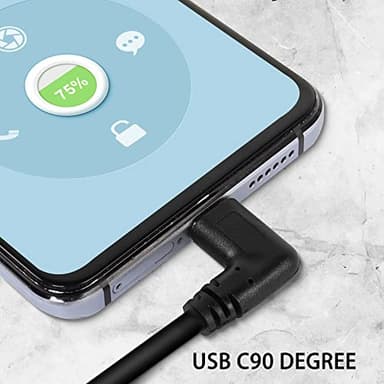 GELRHONR Gold Plated Short Right Angle USB Type C Cable, 90 Degree 18W Fast Charging USB A to USB C Cable (Black-Right-0.25M-Gold Plated) - Image 7