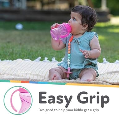 Nuby Clik-It Grip N' Sip Soft Spout No-Spill Training Sippy Cup with Handles - (3-Pack) 10 oz - 4+ Months - Aqua/Purple/Pink - Image 5