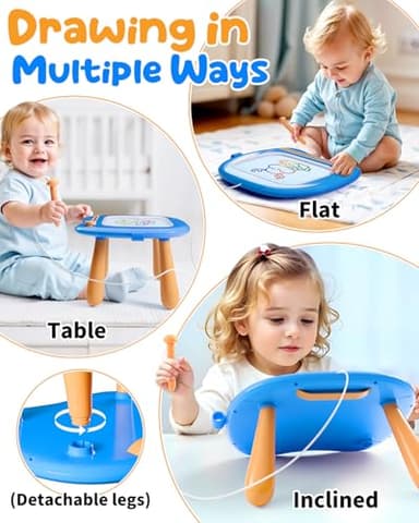 Magnetic Drawing Board Toddlers Toys for 1 2 Year Old Boys - Preschool Education Learning Toys for 12-18 Month Baby - Doodle Pad Birthday Gifts Presents for Kids Age 1-3 - Blue - Image 4
