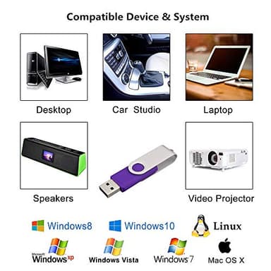 Aiibe 5 Pack 64GB USB Flash Drive 64 GB Flash Drives Thumb Drive Swivel USB Stick USB 2.0 Pen Drive (64G, 5 Mixed Colors: Black Red Yellow White Purple) - Image 6