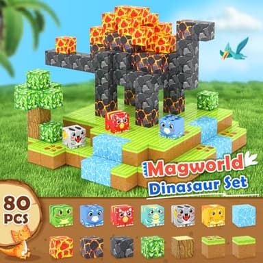 Magnetic Blocks Toys, Build Mine Magnet World Dinosaurs Set, Magnetic Tiles Building for Boys & Girls Kids Ages 3-5 5-7, STEM Montessori Sensory Toys for Toddlers Gifts for 3+ Years Old - Image 5