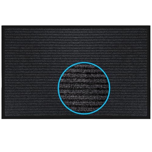 LuxUrux Durable Rubber Doormat, 3x5 Black Door Mat, Indoor Outdoor, Easy Clean, Waterproof, Low-Profile Mats for Entry, Patio, Garage, High Traffic Entrance Ways (3 x 5 Feet, Black) - Image 1