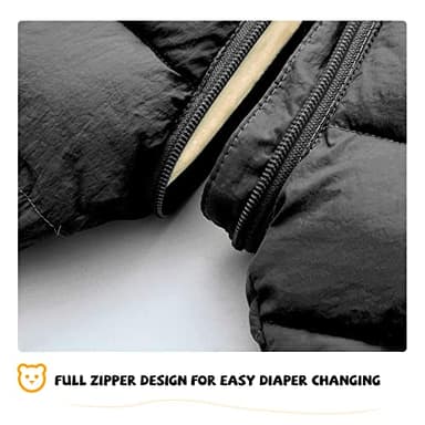 XMWEALTHY Baby Snowsuit Infant Toddler Newborn Cute Winter Coat Jacket Warm Long Sleeve Baby Bunting 0-6 Months Unisex Black - Image 5