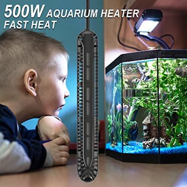 HiTauing Aquarium Heater, 500W Fish Tank Heater with LED Digital Display & 5 Safety Protection, Submersible Aquarium Heater with 2 Suction Cup and 8.2Ft Cord for 75-120 Gallon Fish Tank. - Image 2