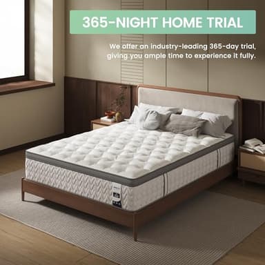 SLEEP100 King Mattress 12 Inch, 5-Zone Deep Sleep Firm Mattress with Extra Lumbar & Shoulder Support, Hotel Collection Hybrid Mattresses Pain Relief - Fiberglass Free & No Odor - 365 Night Trial - Image 7
