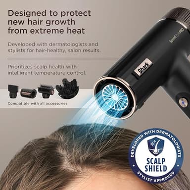 Shark SpeedStyle Pro Professional Performance High-Velocity Hair Dryer System with Scalp Shield and IQ Speed Styling & Drying Suite, Straight and Wavy Hair, Lightweight, Ionic, No Heat Damage, HD731 - Image 4