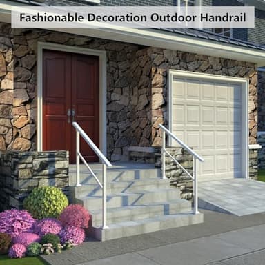 Arti-Life Hand Rails for Outdoor Steps,Railings for Outdoor Steps,Handrails for Outdoor Steps,Porch Handrail Kit White for Concrete,Brick,Wood Steps (White, 2 Step) - Image 3