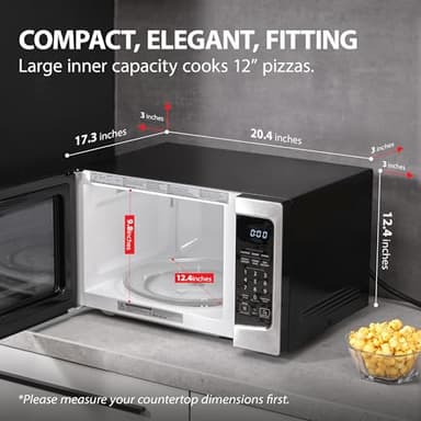 TOSHIBA ML-EM34P(SS) Smart Countertop Microwave, Sensor Reheat, Works With Alexa & Remote Control, Kitchen Essentials, Mute Function&ECO Mode, 1100W, 1.3 Cu Ft, With 12.4" Turntable, Stainless Steel - Image 6