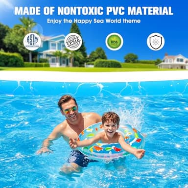 Inflatable Pool with Seat and Pool Lights, Durable Thickened Large Size Family Inflatable Pools for Adults Blow Up Pools,100" x 63" x 22"Swimming Inflatable Kids PooI for Backyard,Outdoor (White) - Image 6