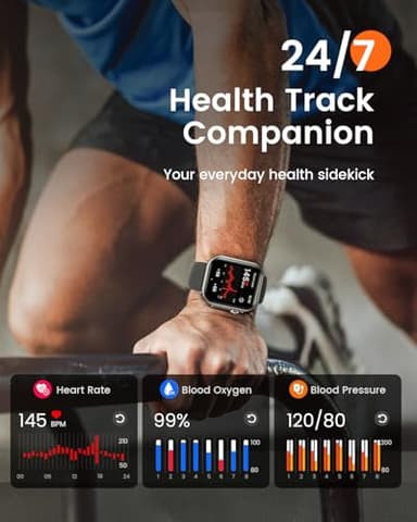 Smart Watches for Men Fitness Tracker: 1.85" Smart watch with 1000 mAh 100 Day+Battery Life Make/Recive Call Heart Rate Blood Pressure SpO2 Sleep Monitor 120+ Sport Mode 5ATM for iPhone Android Phones - Image 3