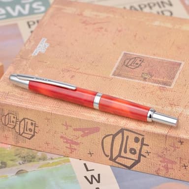 Jinhao 10 Press Fountain Pen with Box, Volcanic Red Retractable Extra Fine Nib with Ink Converter Set (Silver Clip) - Image 7