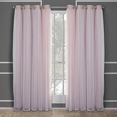 TOWN & COUNTRY LUXE Talia Double Layer Indoor Curtains, Sheer and Room Darkening Blackout, Grommet Top, Energy Efficient, 2-Pack Set, 52"W x 84"L (Pack of 2), Rose Blush 2 Count - Image 3