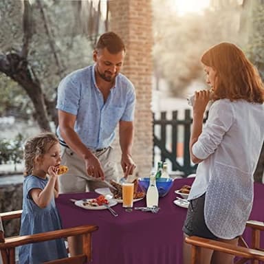 Table Skirts for Rectangle Tables 8ft - One-Piece Burgundy Tablecloths and Skirt, Wrinkle Resistant Ruffles Elastic Cover for Banquets, Weddings, Events, Parties - Image 6