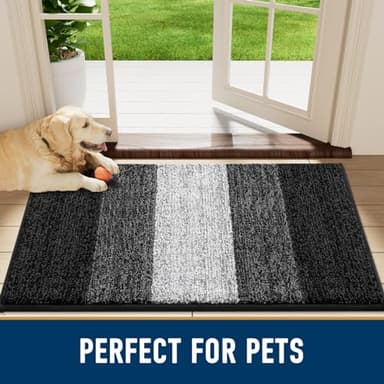 Smiry Dog Door Mat for Muddy Paws, Absorbs Moisture and Dirt, Low-Profile Entryway Mat with Non-Slip Backing, Entry Indoor Outdoor Doormat for Inside Floor (30x20 Inches, Black) - Image 7