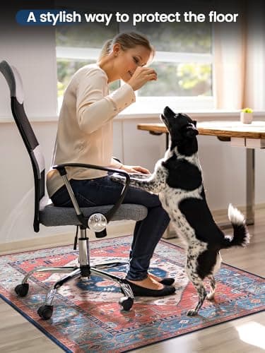 PROHALO Office Chair Mat for Hardwood Floor, 48"x60" Desk Chair Mat for Rolling Chairs, Non Slip Computer Chair Mat, Office Rug Mat for Office Home Hard Floor, Under Desk Mat for Gaming Chair-Red - Image 2