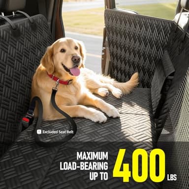 FIRSTWELL Dog Car Seat Cover for Back Seat, Hard Bottom Back Seat Cover for Cars, SUV, Small Trucks - Patented Design, Waterproof Dog Hammock, Support 400lbs - Image 7