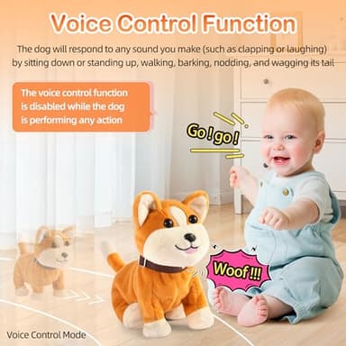 Interactive Plush Dog Toy for Kids 3+, Voice Activate, Walking, Sitting, Barking Corgi Puppy with Accessories, Realistic Stuffed Animal Gift for Girls 3-6 Years Old - Image 4