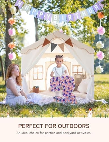 Besrey Kids Play Tent 2 in 1 with Padded Mat and Lights, Large Kids Playhouse with 2 Doors & 4 Windows, Indoor & Outdoor, Christmas Toddler Tent, 51" x35" x 51" - Image 8
