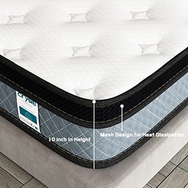 Crystli Queen Mattress, 10 Inch Memory Foam Mattress with Innerspring Hybrid Mattress in a Box Pressure Relief & Supportive Queen Size Mattress 100-Night Trial 10-Year Support - Image 2
