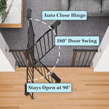 InnoTruth Baby Gate 29–39.6" Wide, 30" Tall Dog Gate for Stairs and Doorways, Pressure Mounted Metal Pet Gate with Dual Lock, Easy Walk-Through and Expandable Design, Black - Image 6