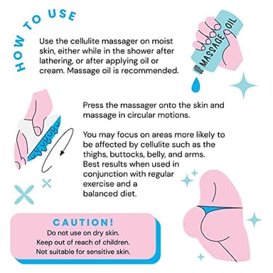 Scala Silicone Anti Cellulite Massager, Body Shower Scrubber, Cellulite Remover - Improve Circulation, Distribute Fat Deposits, Body Massager, Exfoliator, Fat Roller Use with Creams and Oils, Aqua - Image 4