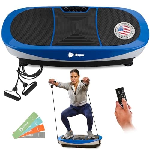 Lifepro Rumblex Max 4D Black Vibration Plate Exercise Machine with Loop Resistance Bands for Home Fitness Shaping Training Recovery Tone & Strength - Image 1